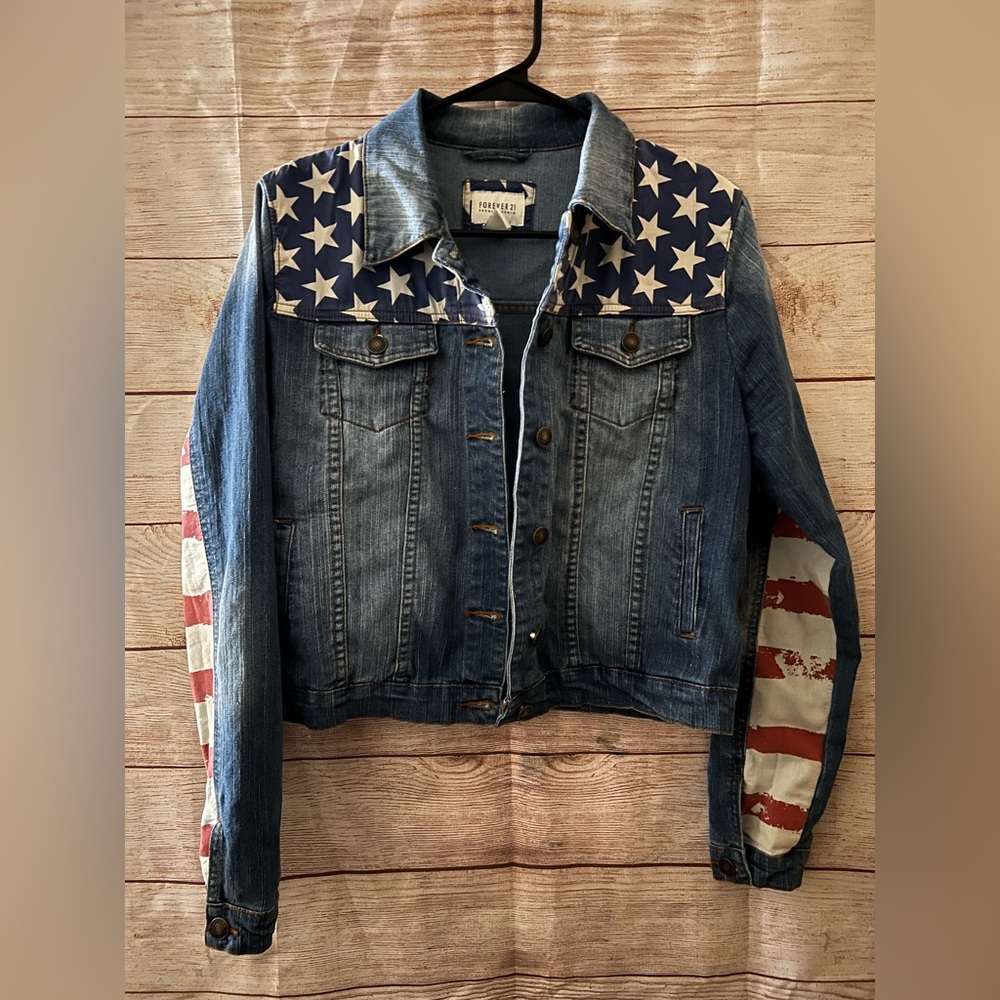 Forever 21 Stars and Stripes Jean jacket